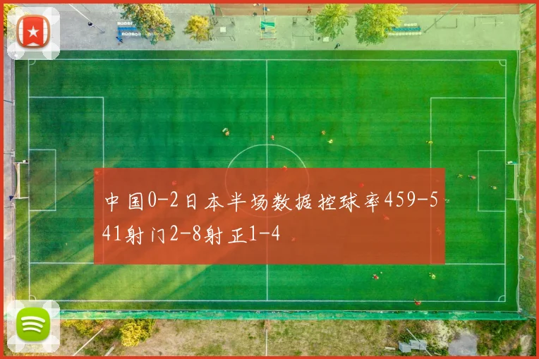 中国0-2日本半场数据控球率459-541射门2-8射正1-4